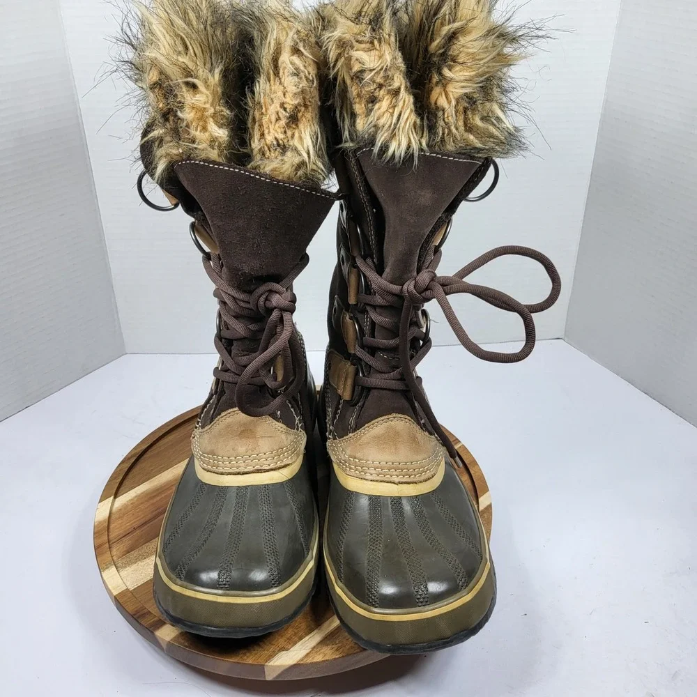 Sorel Joan of Arctic Women 9 Brown Excellent Waterproof Snow Boots NL1540-248